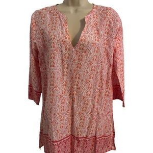 Rock Paper Flower Pink and Orange Cotton Tunic Top. Size Small